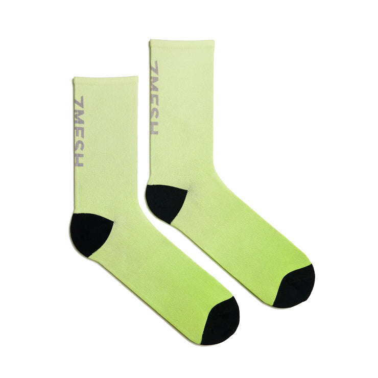 7mesh Fading Light sock in Lime Sorbet at Tweed Valley Bikes