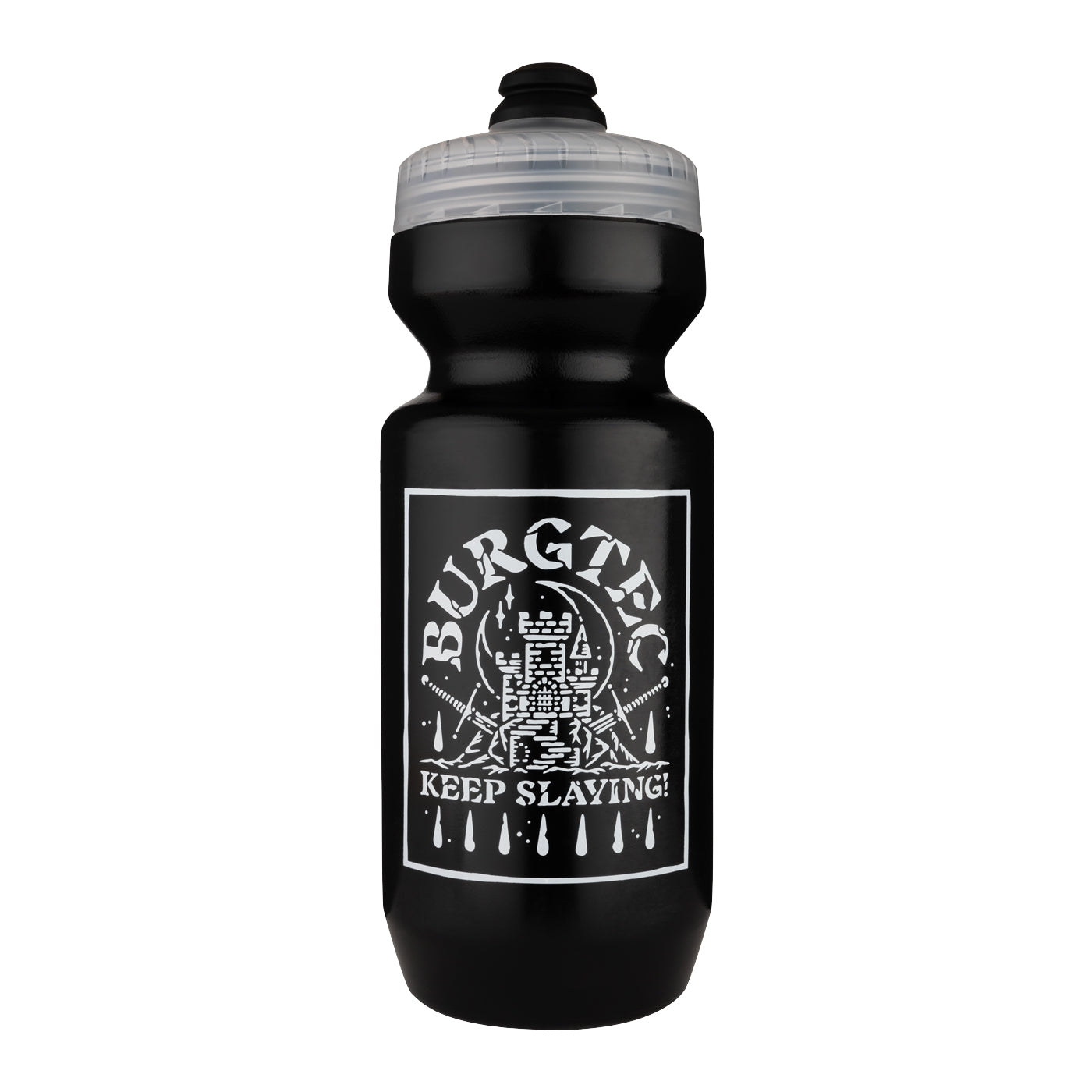 Burgtec Guzzle Water Bottle in Keep Slaying at Tweed Valley Bikes