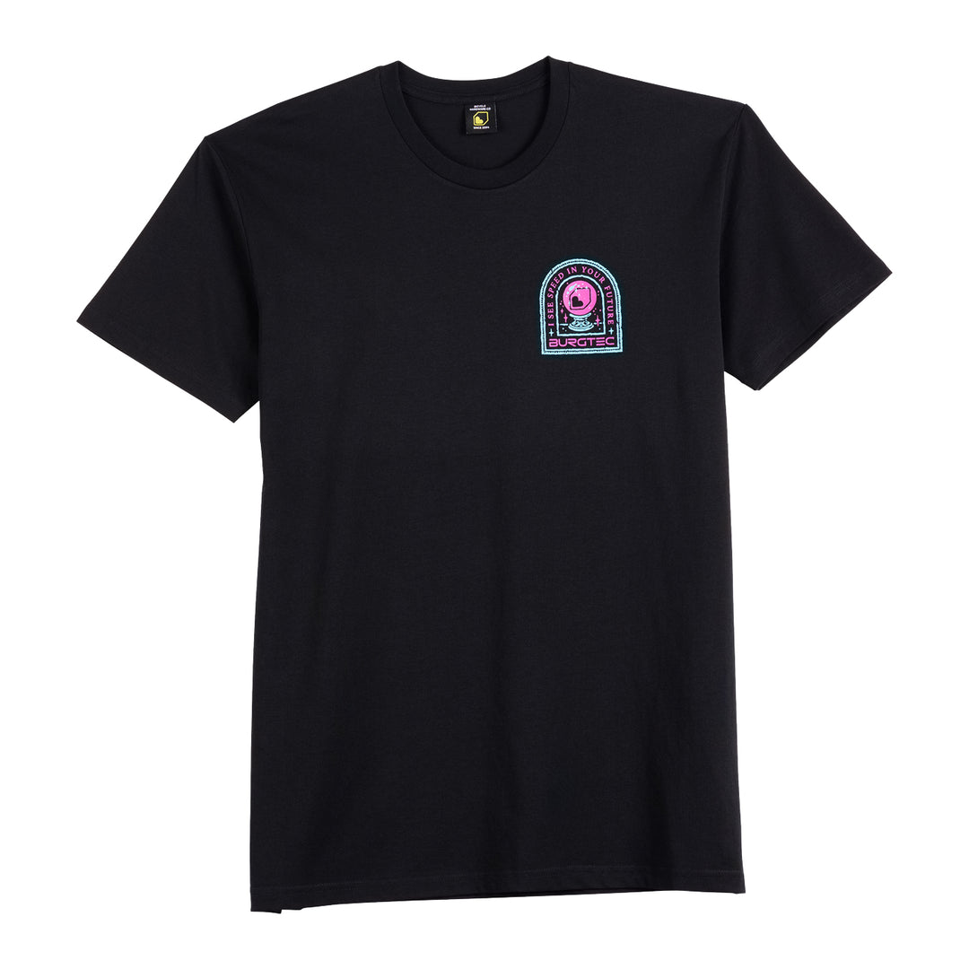 Burgtec Tarot T Shirt in Black with Blue and Pink print