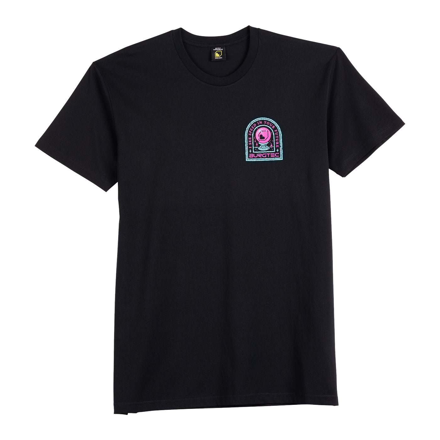 Burgtec Tarot T Shirt in Black with Blue and Pink print