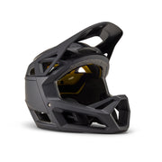 Fox Proframe Matte Black Helmet side view at Tweed Valley Bikes