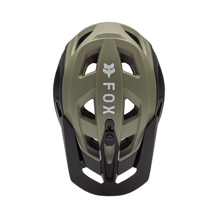 Fox Speedframe 5050 in Adobe top view of helmet at Tweed Valley Bikes
