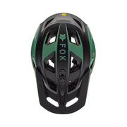 Fox Speedframe Pro Defy Helmet in Pine top view of helmet at Tweed Valley Bikes