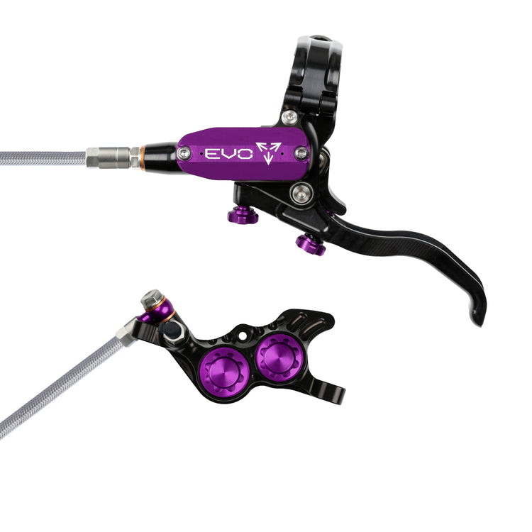 Hope Tech Evo GR4 with braided hose in Black/Purple at Tweed Valley Bikes