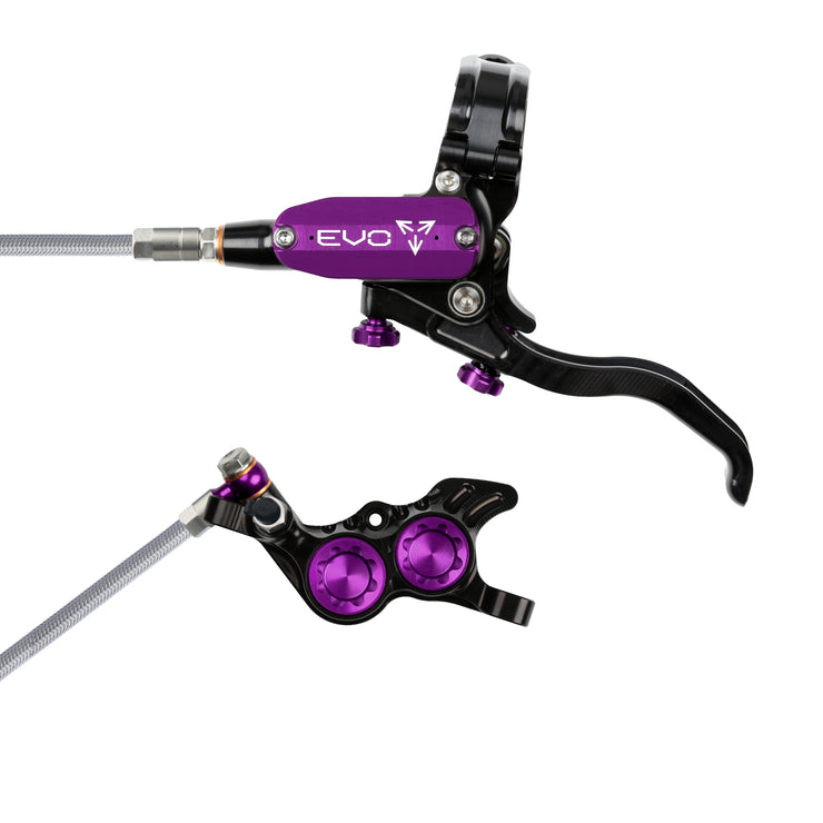 Hope Tech Evo GR4 with braided hose in Black/Purple at Tweed Valley Bikes