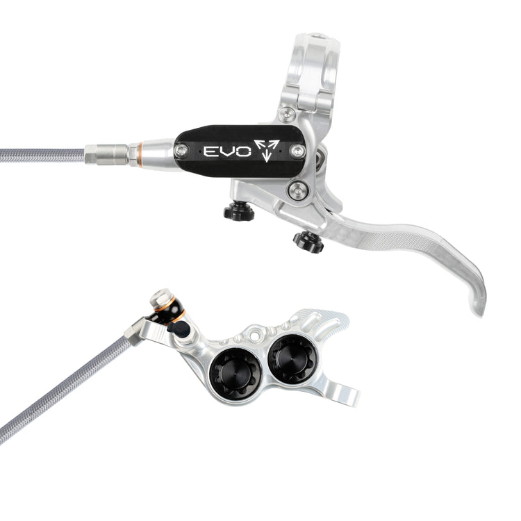 Hope Tech Evo GR4 with braided hose in Silver/Black at Tweed Valley Bikes