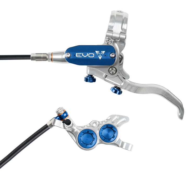Hope EVO GR4 Brakes in Silver/Blue at Tweed Valley Bikes

