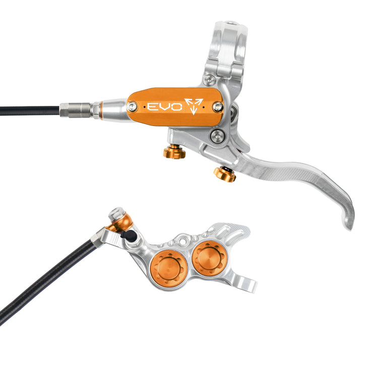 Hope EVO GR4 Brakes in Silver/Orange at Tweed Valley Bikes
