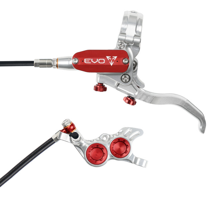 Hope EVO GR4 Brakes in Silver/Red 
at Tweed Valley Bikes
