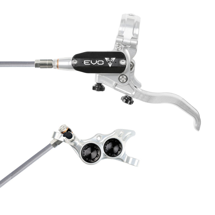 Hope Tech 4 EVO TR4 Brakes with Braided Hose in Silver/Black at Tweed Valley Bikes