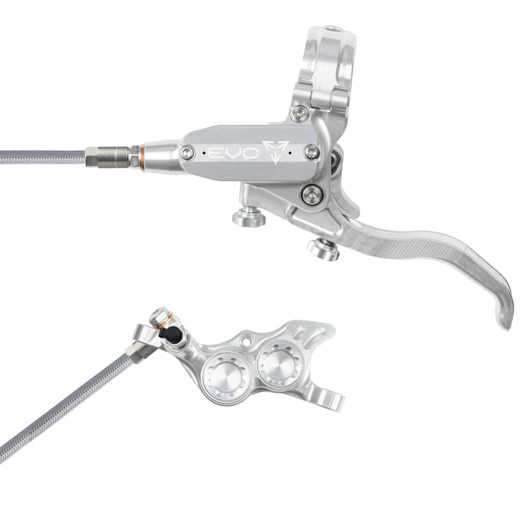 Hope Tech 4 EVO TR4 Brakes with Braided Hose in Silver/Silver at Tweed Valley Bikes