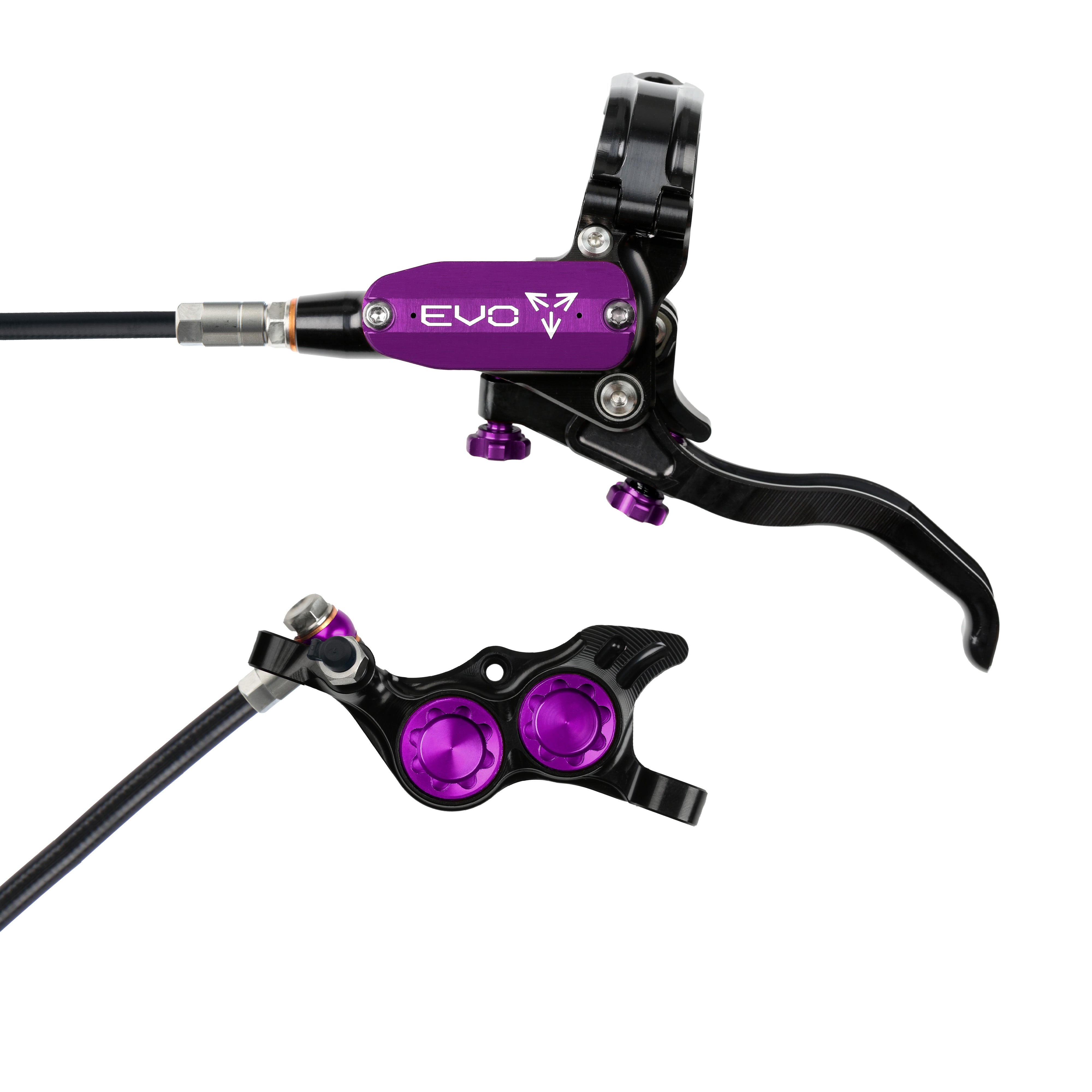 Hope Tech 4 EVO TR4 Brakes with Standard Hose in Black/Purple at Tweed Valley Bikes
