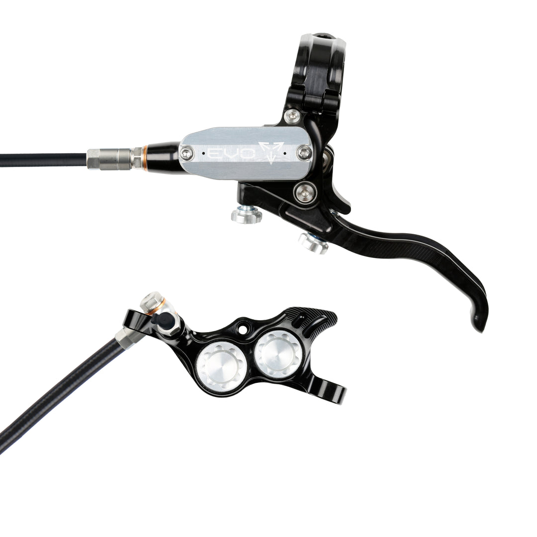 Hope Tech 4 EVO TR4 Brakes with Standard Hose in Black/Silver at Tweed Valley Bikes
