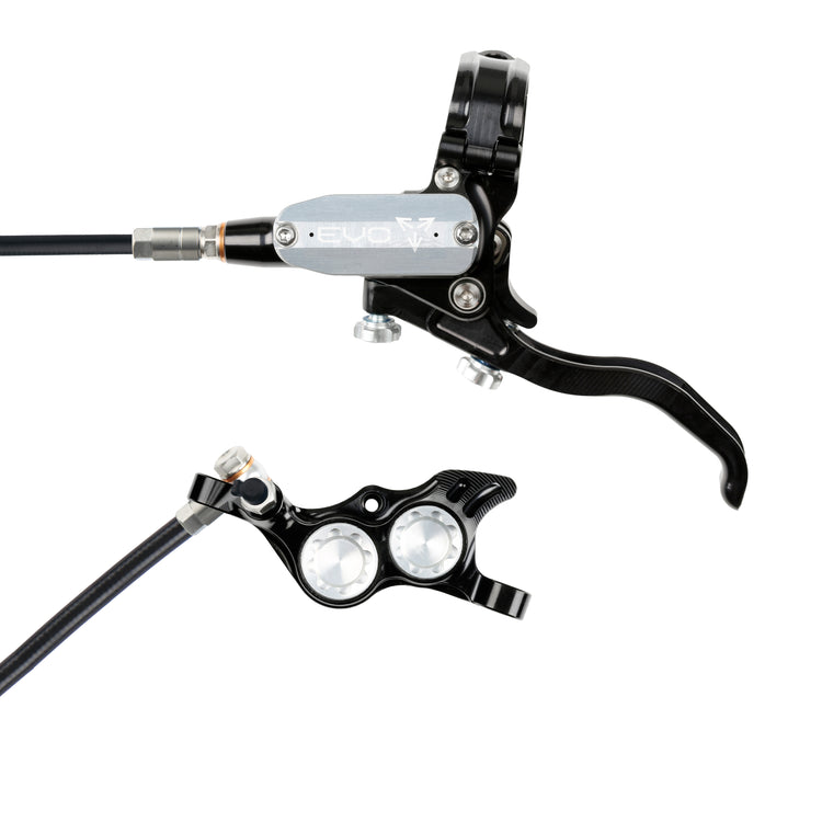 Hope Tech 4 EVO TR4 Brakes with Standard Hose in Black/Silver at Tweed Valley Bikes
