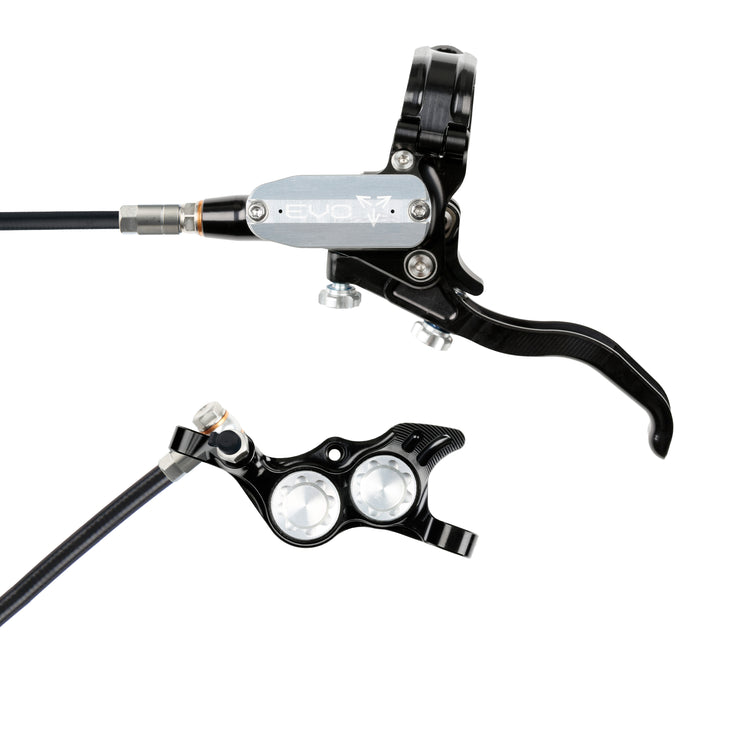 Hope Tech 4 EVO TR4 Brakes with Standard Hose in Black/Silver at Tweed Valley Bikes
