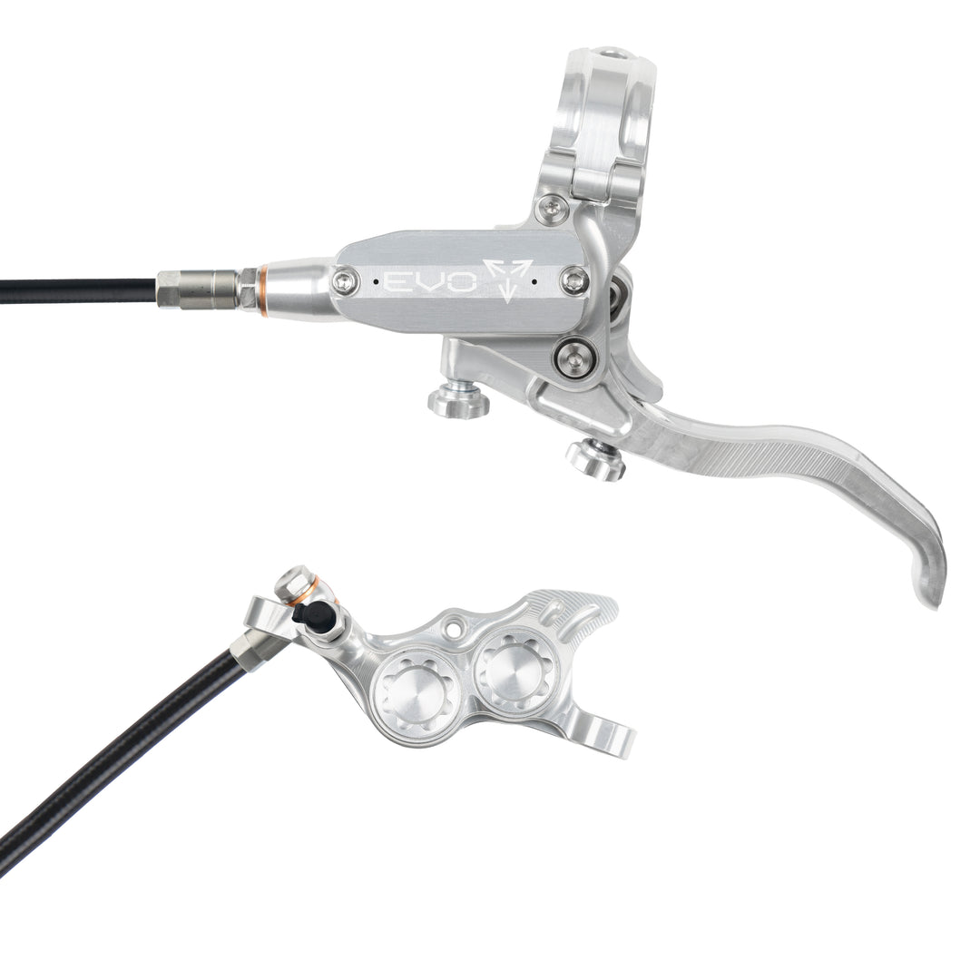 Hope Tech 4 EVO TR4 Brakes with Standard Hose in Silver/Silver at Tweed Valley Bikes