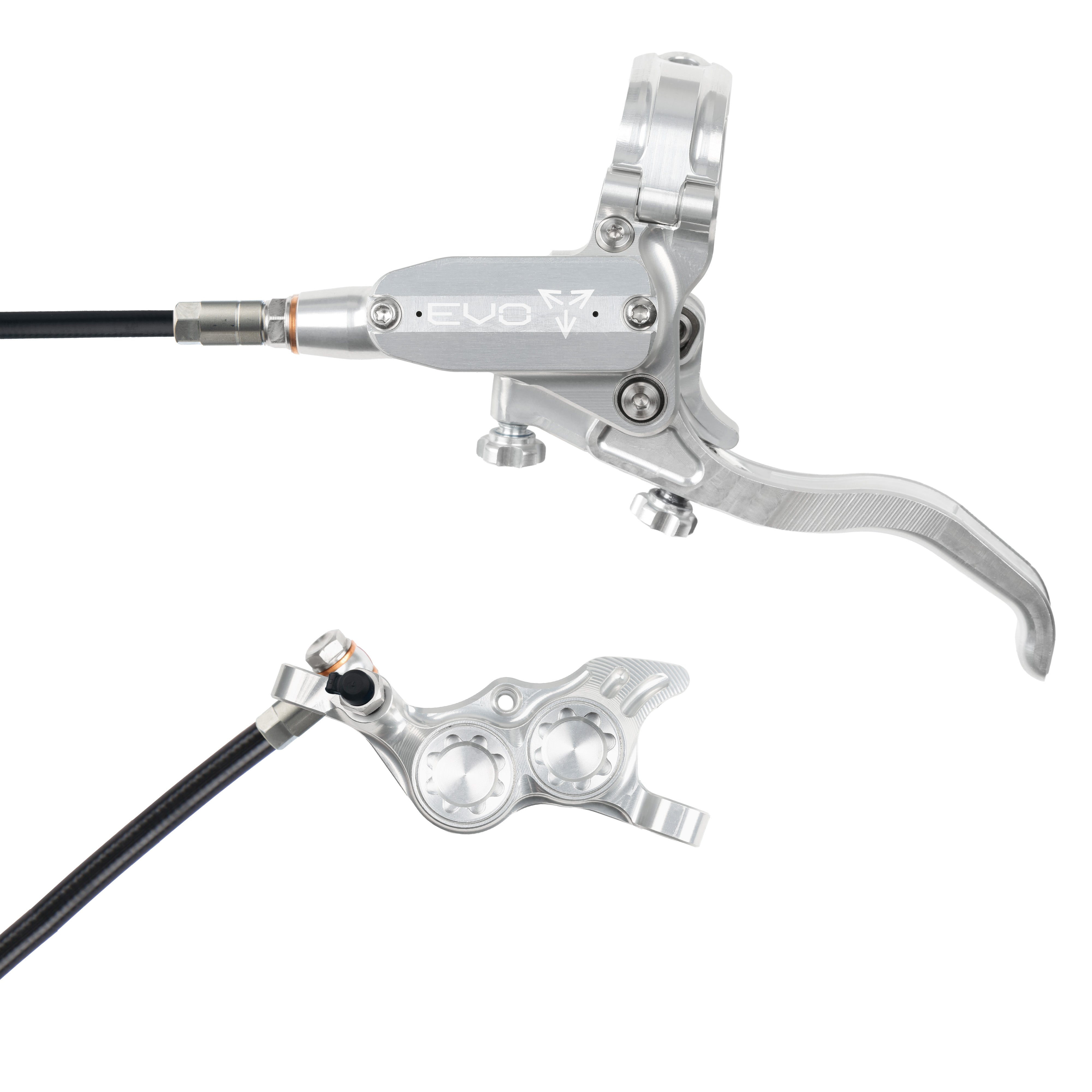 Hope Tech 4 EVO TR4 Brakes with Standard Hose in Silver/Silver at Tweed Valley Bikes
