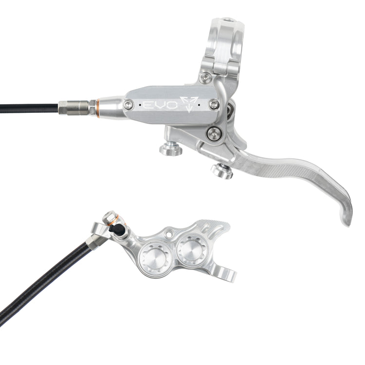 Hope Tech 4 EVO TR4 Brakes with Standard Hose in Silver/Silver at Tweed Valley Bikes