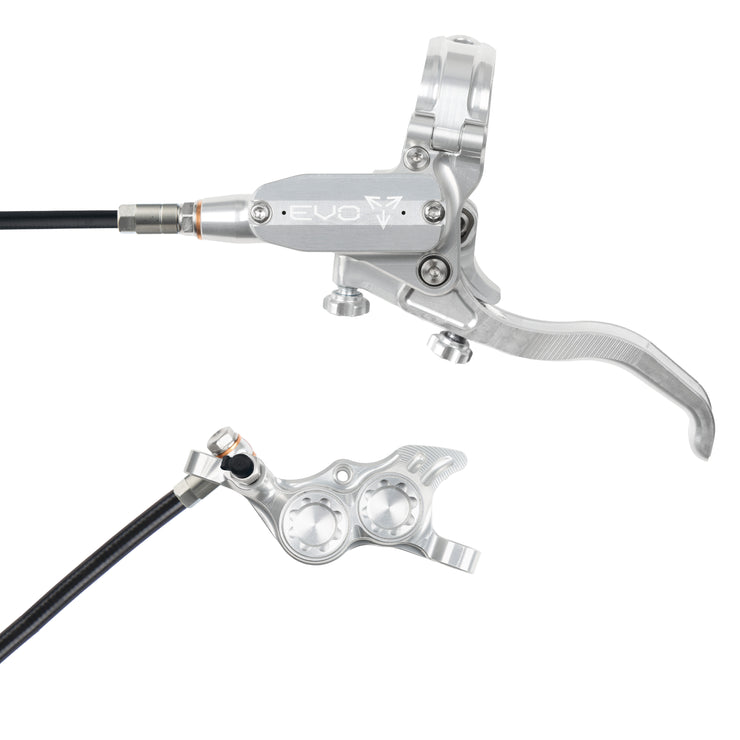Hope Tech 4 EVO TR4 Brakes with Standard Hose in Silver/Silver at Tweed Valley Bikes