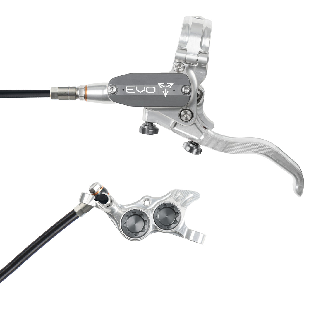 Hope Tech 4 EVO TR4 Brakes with Standard Hose in Silver/Smoke at Tweed Valley Bikes
