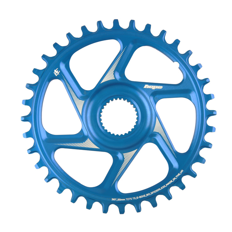 Hope R22 E-Bike Spiderless Retainer Ring - Bosch Gen 4 55mm Wide in Blue at Tweed Valley Bikes