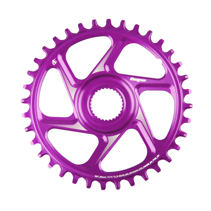 Hope R22 E-Bike Spiderless Retainer Ring - Bosch Gen 4 55mm Wide in Purple at Tweed Valley Bikes
