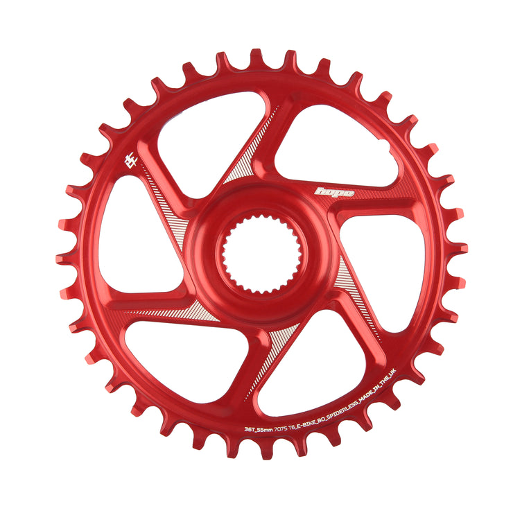 Hope R22 E-Bike Spiderless Retainer Ring - Bosch Gen 4 55mm Wide in Red at Tweed Valley Bikes