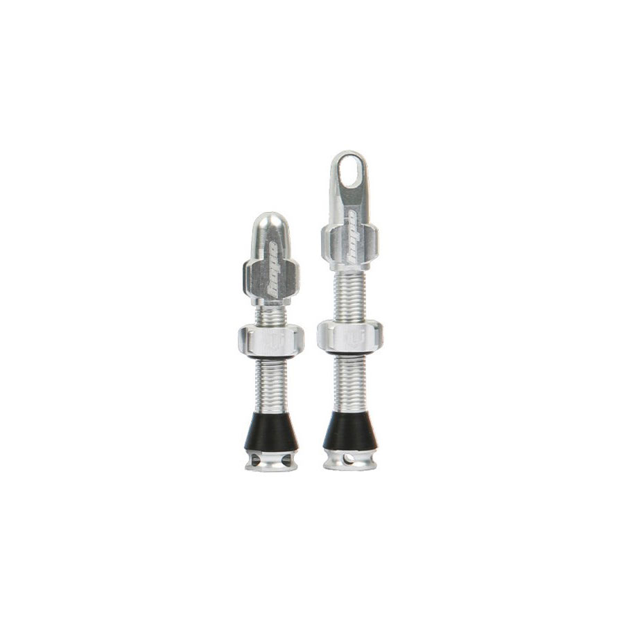 Hope 40mm and 60mm tubeless valves in Silver