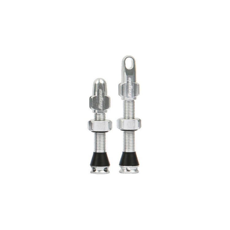 Hope 40mm and 60mm tubeless valves in Silver