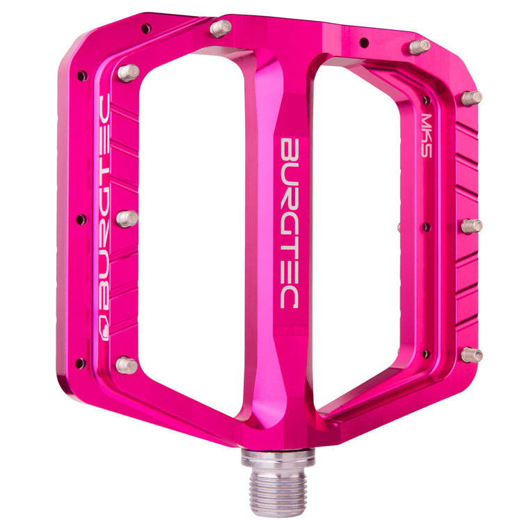 Burgtec Penthouse Flat MK5 Pedals in Toxic Barbie at Tweed Valley Bikes