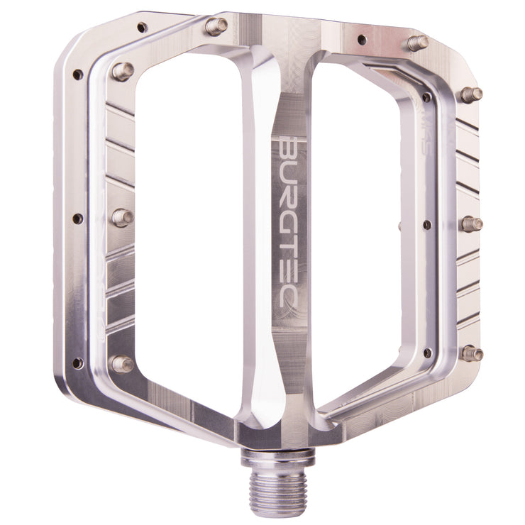 Burgtec Penthouse Flat MK5 Pedals in Rhodium Silver at Tweed Valley Bikes
