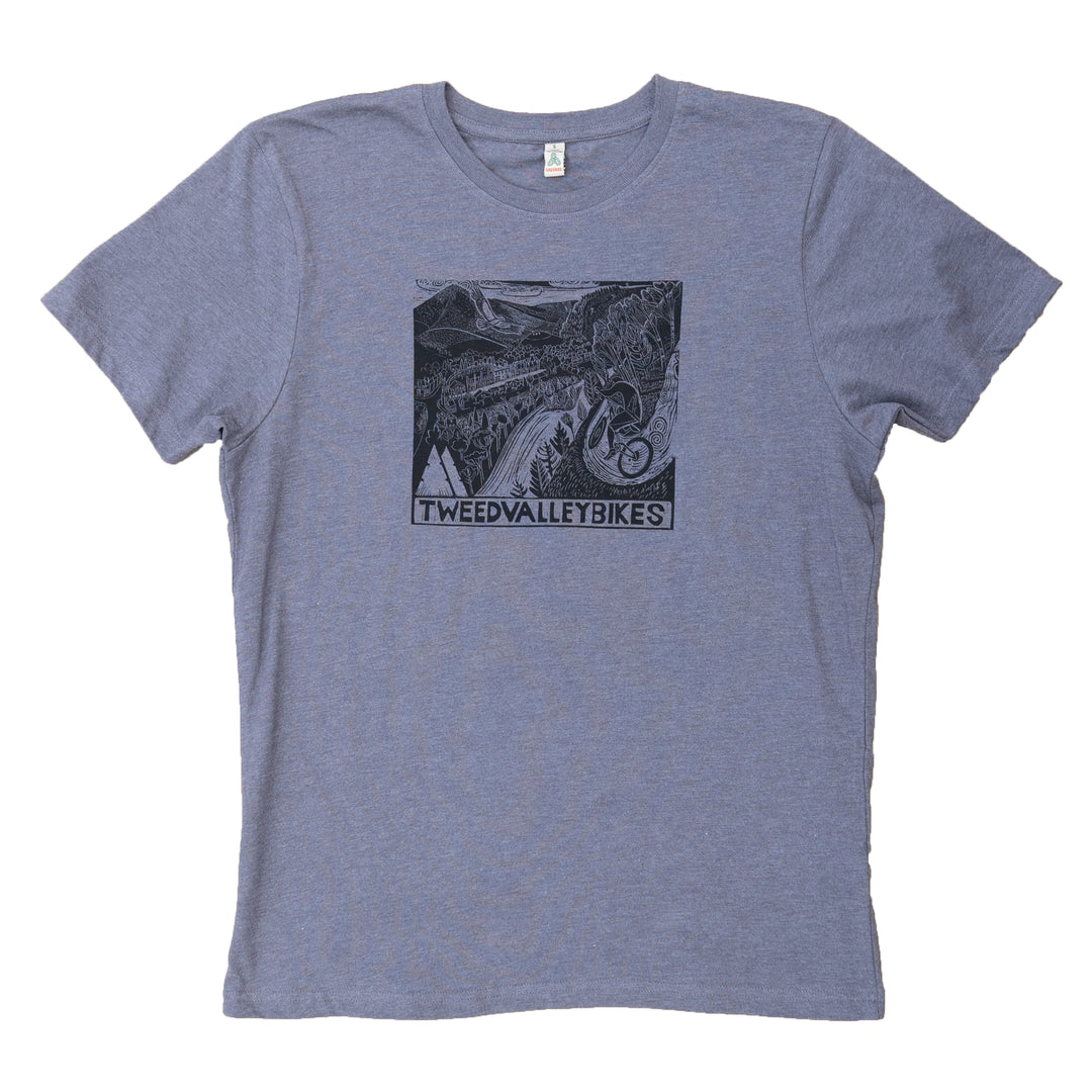 Tweed Valley Bikes Signature Tee Shirt Grey Innerleihen Design